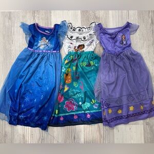 BUNDLE - 3 DISNEY Princess Nightgowns Frozen/Elsa Encanto /Maribel & Wish/Asha